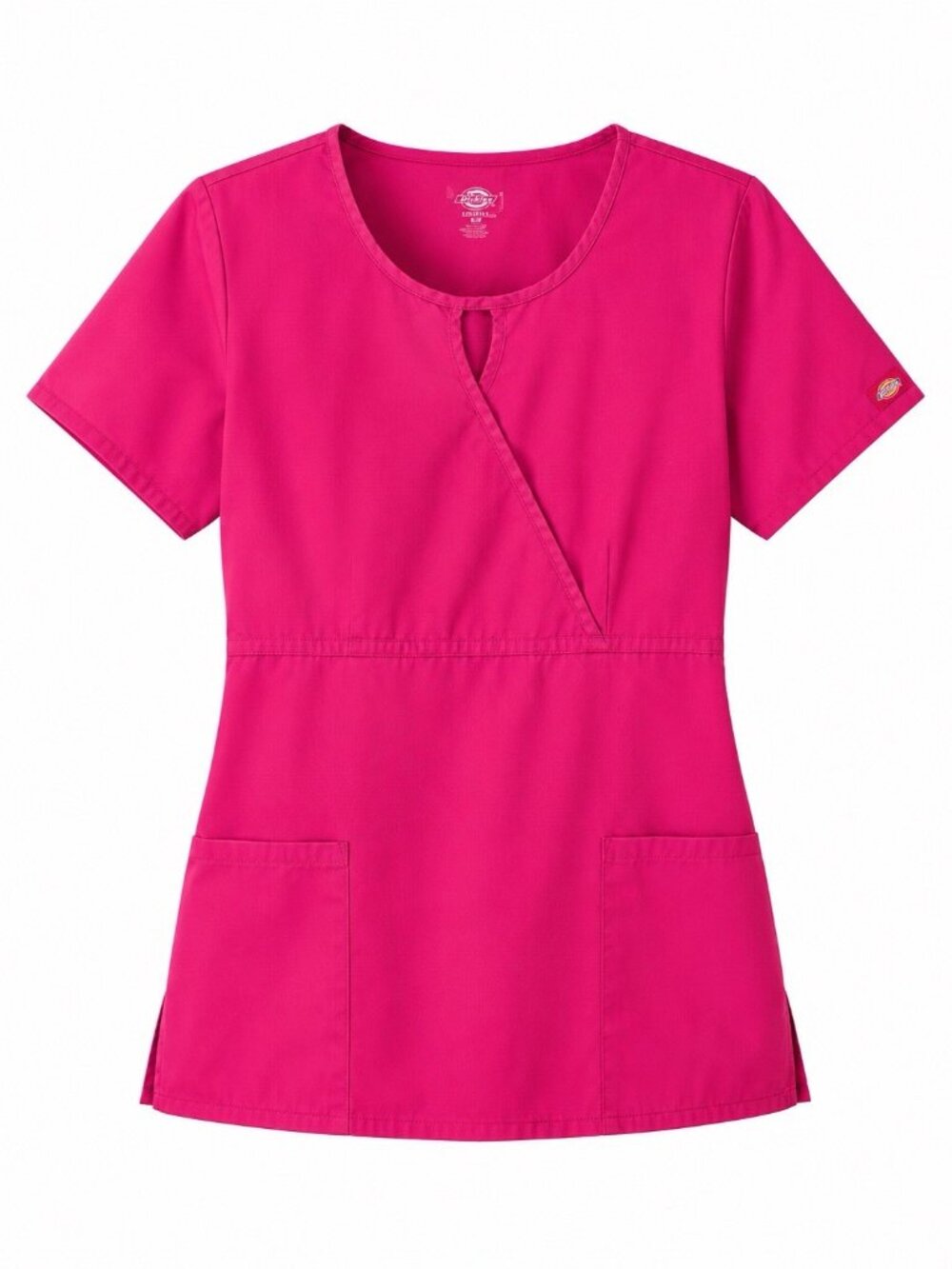 Dickies Women Scrub Top Round Neck Fuschia Pink Pit to Pit 22.5